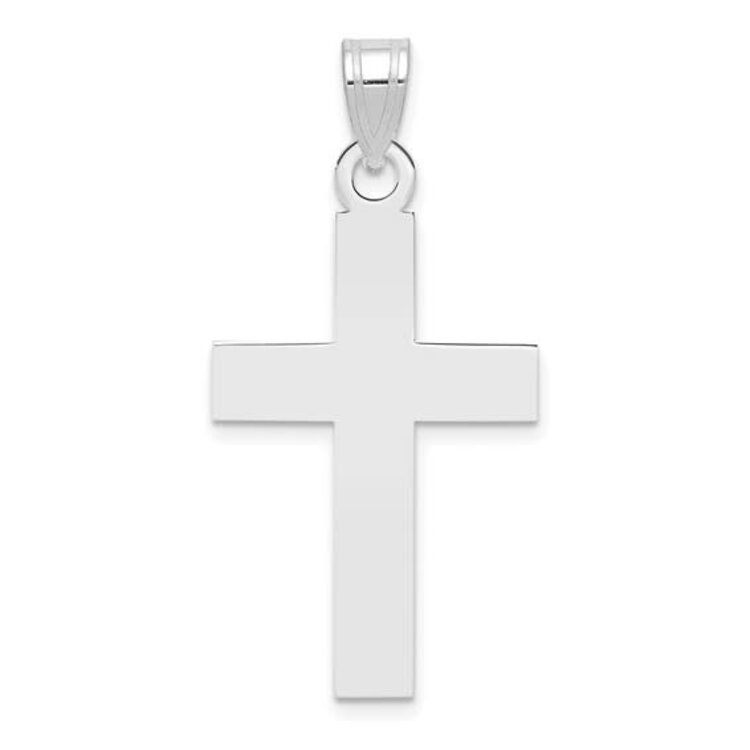 77104 14K WHITE GOLD HIGH POLISH FLAT SQUARE EDGE CROSS