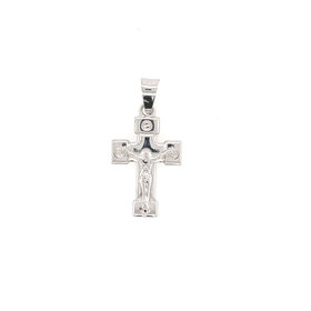 77177 14K WHITE GOLD WIDE EDGES WITH SCREWS DESIGN CRUCIFIX