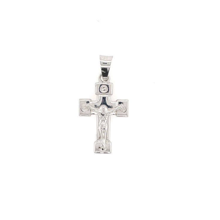77177 14K WHITE GOLD WIDE EDGES WITH SCREWS DESIGN CRUCIFIX