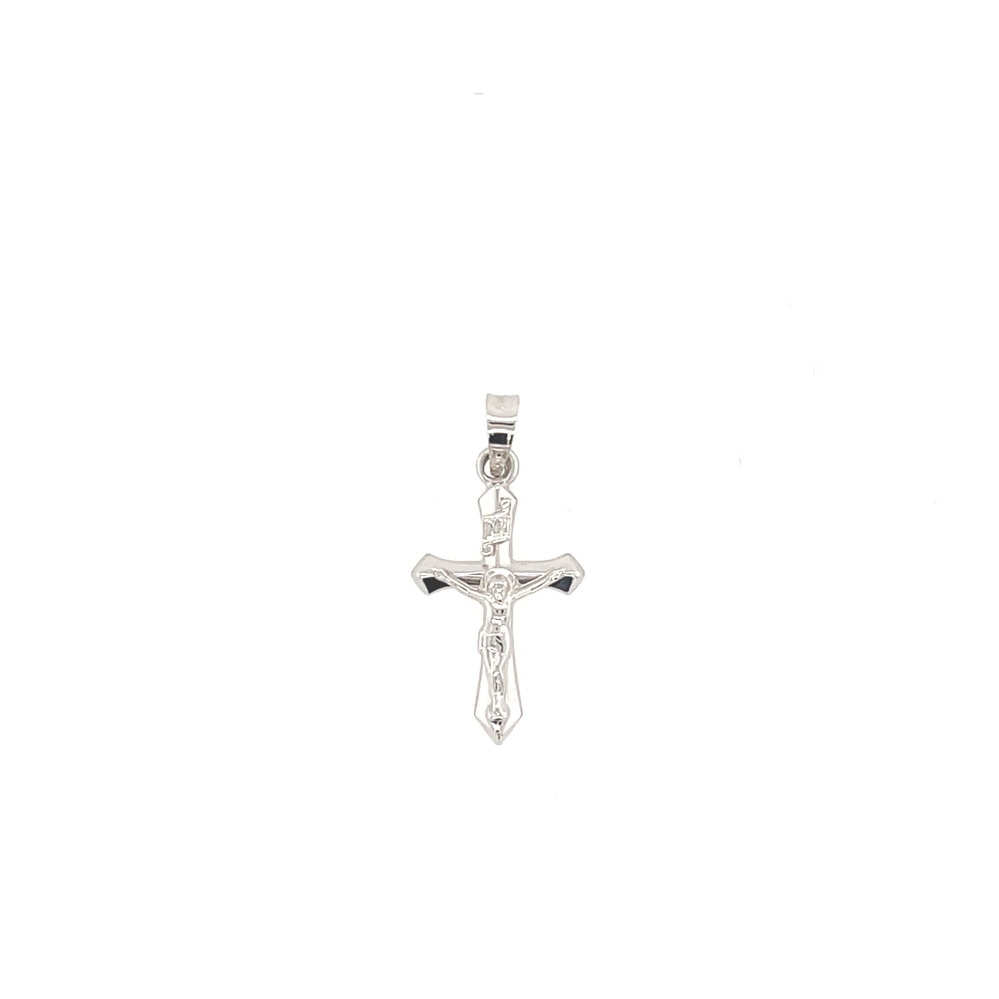 77843 14K WHITE GOLD POINTED EDGE CRUCIFIX