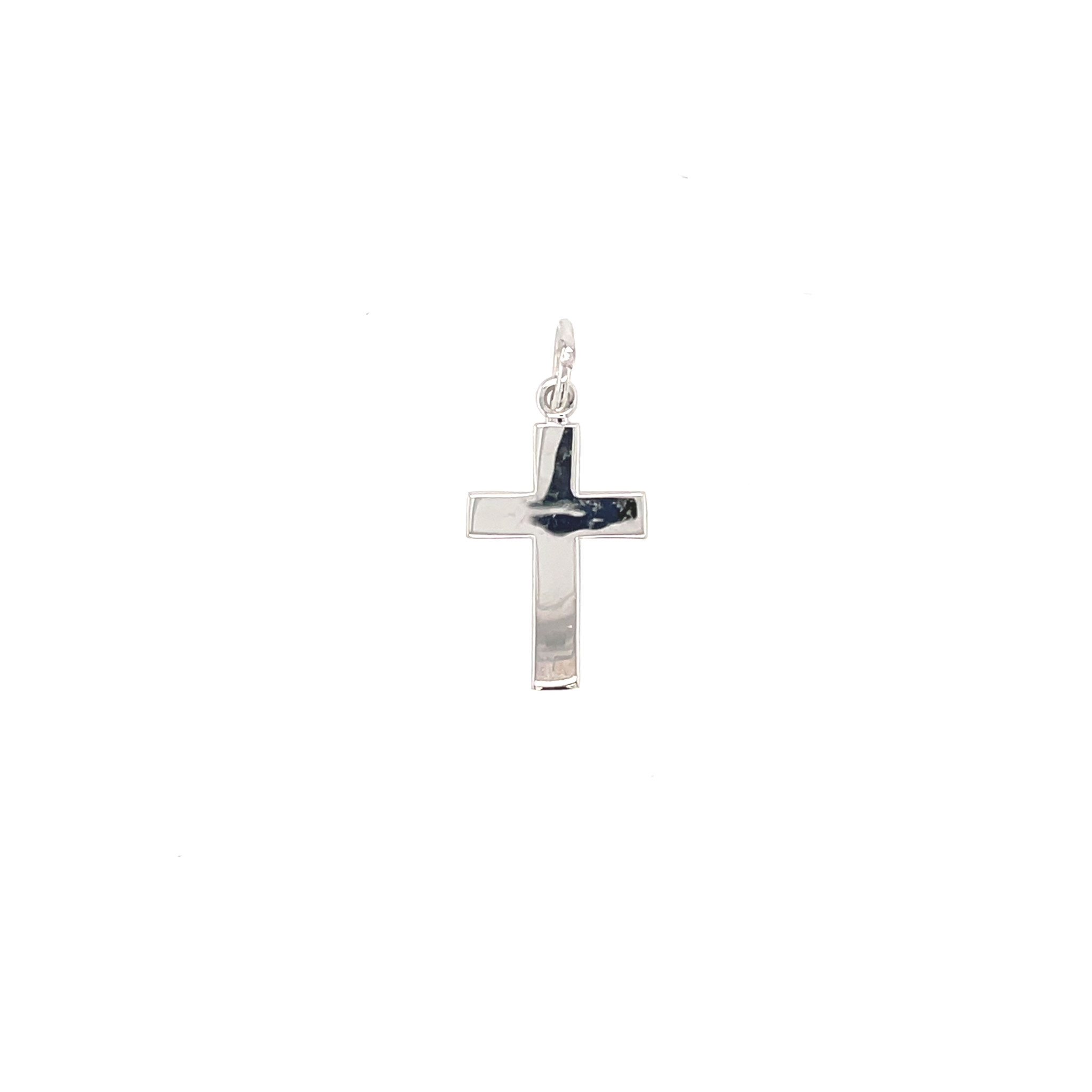 77809 14K WHITE GOLD PLAIN FLAT HIGH POLISH CROSS