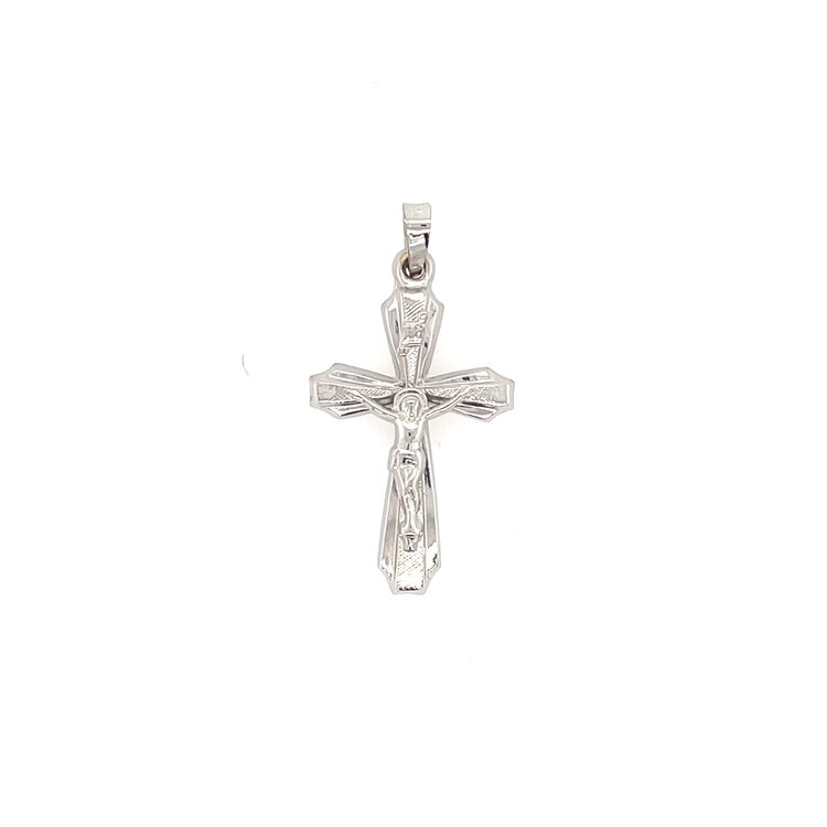 77501 14K WHITE GOLD MATTE & HIGH POLISH CRUCIFIX