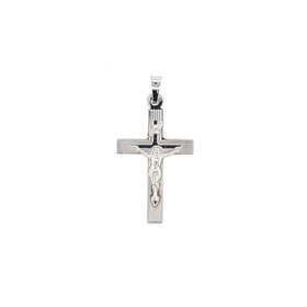 77154 14K WHITE GOLD FLAT RIBBED TEXTURE CRUCIFIX