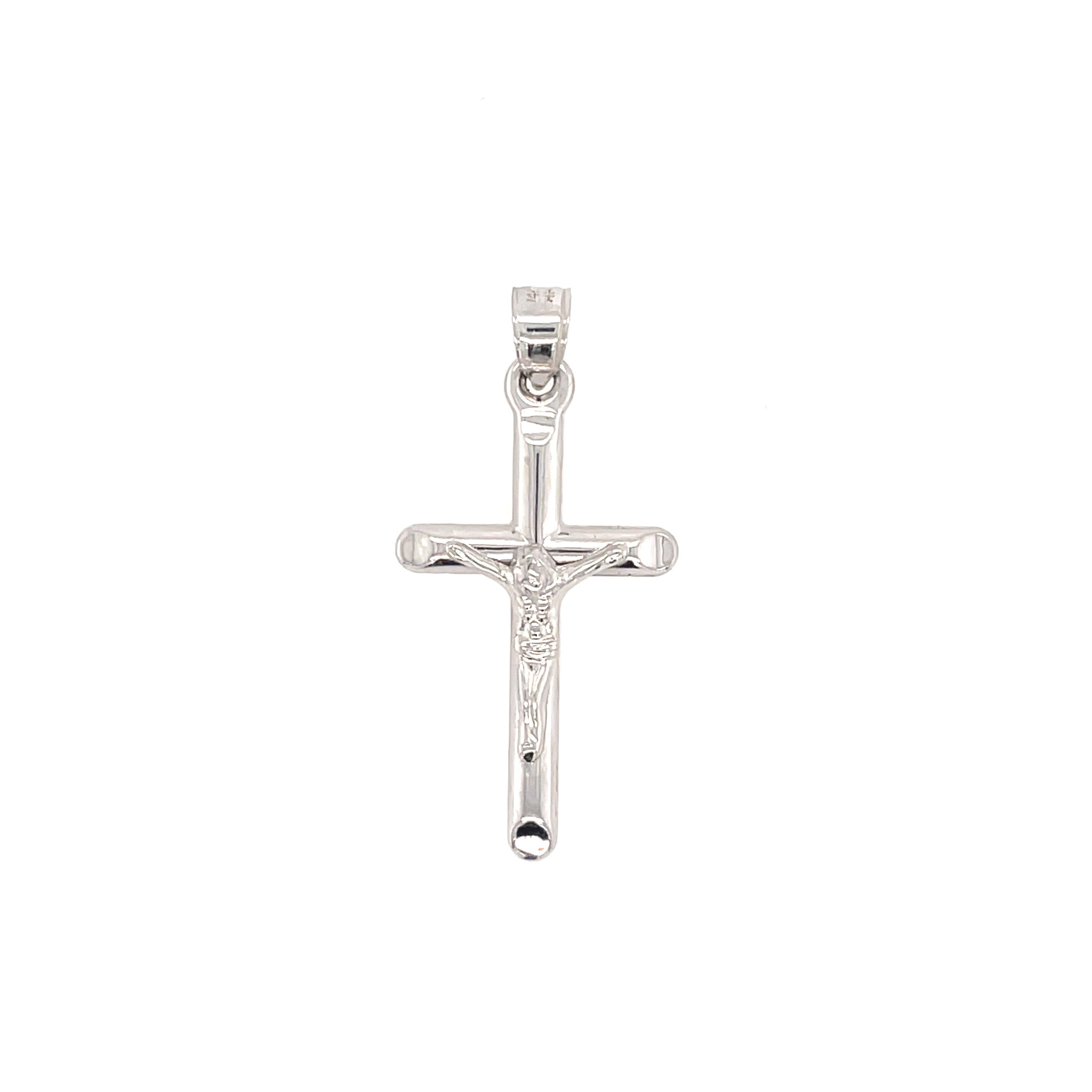 77580 14K WHITE GOLD PINCHED EDGE CRUCIFIX