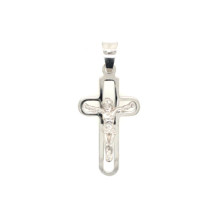 77045 14K WHITE GOLD OPEN CUTOUT CRUCIFIX