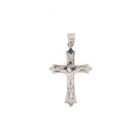 77291 14K WHITE GOLD ARROW EDGE CRUCIFIX