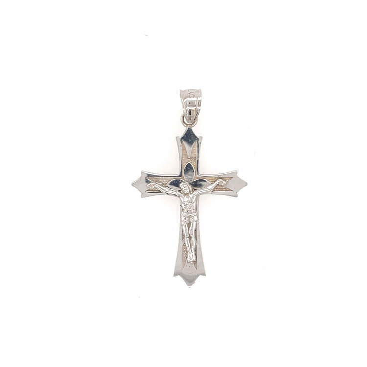 77291 14K WHITE GOLD ARROW EDGE CRUCIFIX