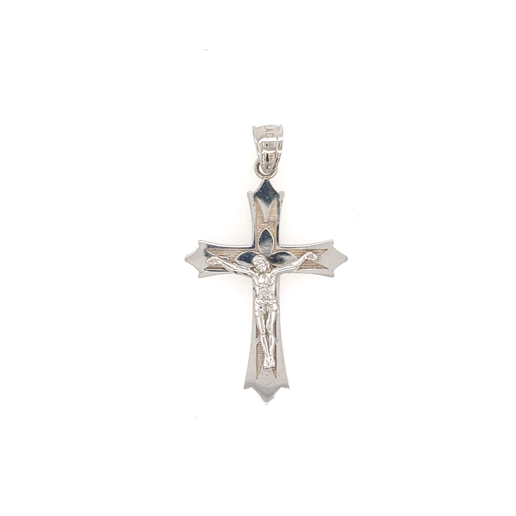 77291 14K WHITE GOLD ARROW EDGE CRUCIFIX