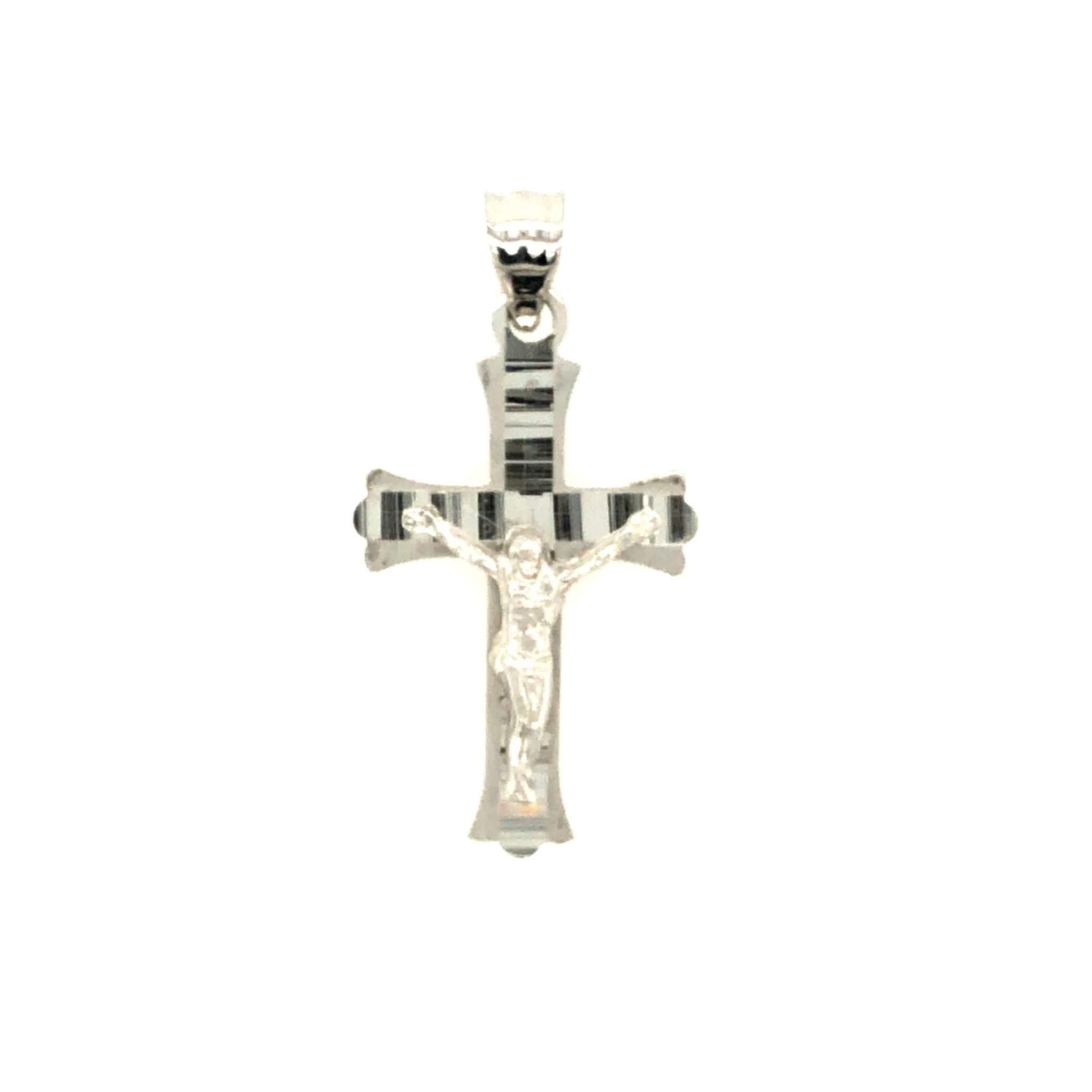 77152 14K WHITE GOLD HIGH POLISH CENTER CRUCIFIX