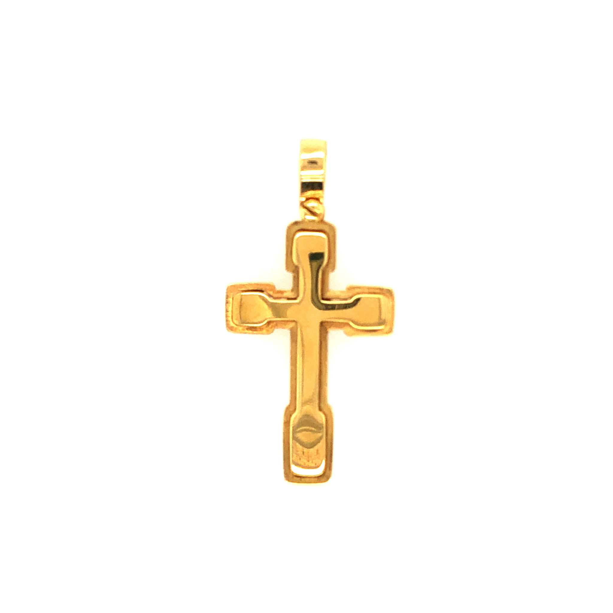 77724 18K YELLOW GOLD 2 LAYER HIGH POLISH CROSS