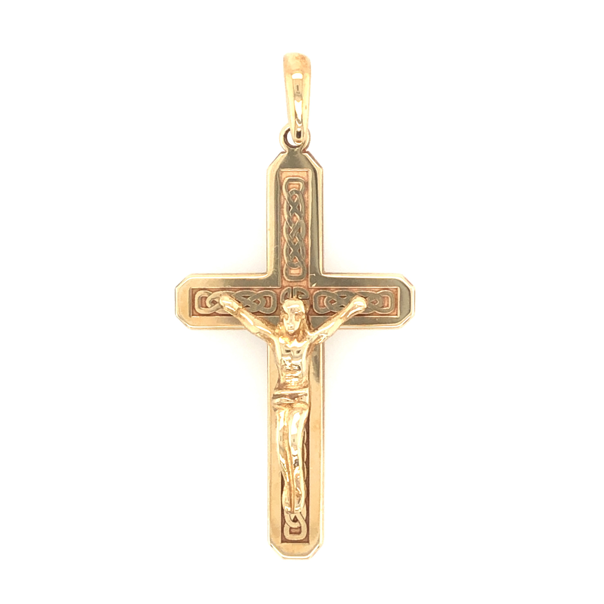 77688 14K YELLOW GOLD BRAIDED DESIGN CRUCIFEX