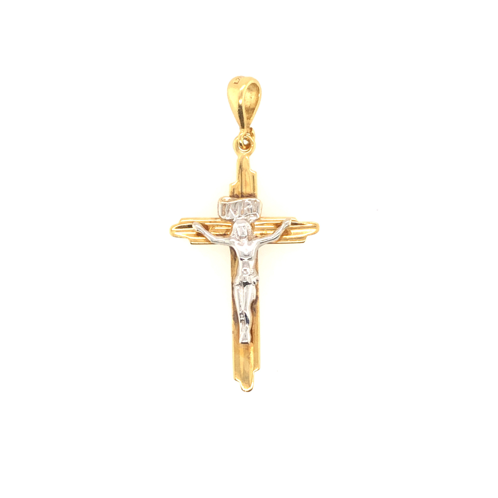 77723 18K 2 TONE POINTED TRADITIONAL CRUCIFIX