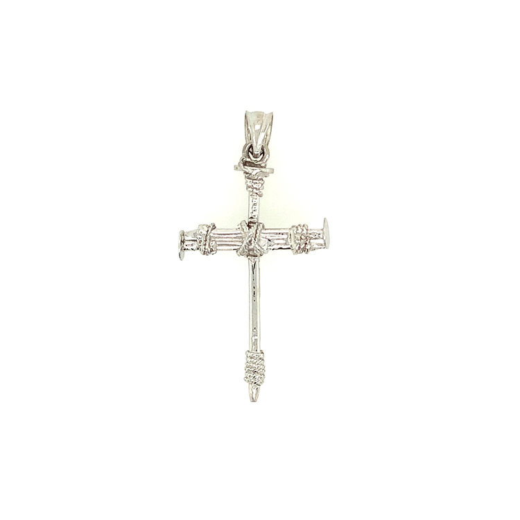 77161 14K WHITE GOLD 3 NAIL UNIQUE DESIGN CROSS