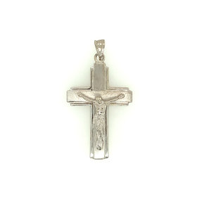 77763 14K WHITE GOLD  1.5" SQUARE EDGE CRUCIFIX