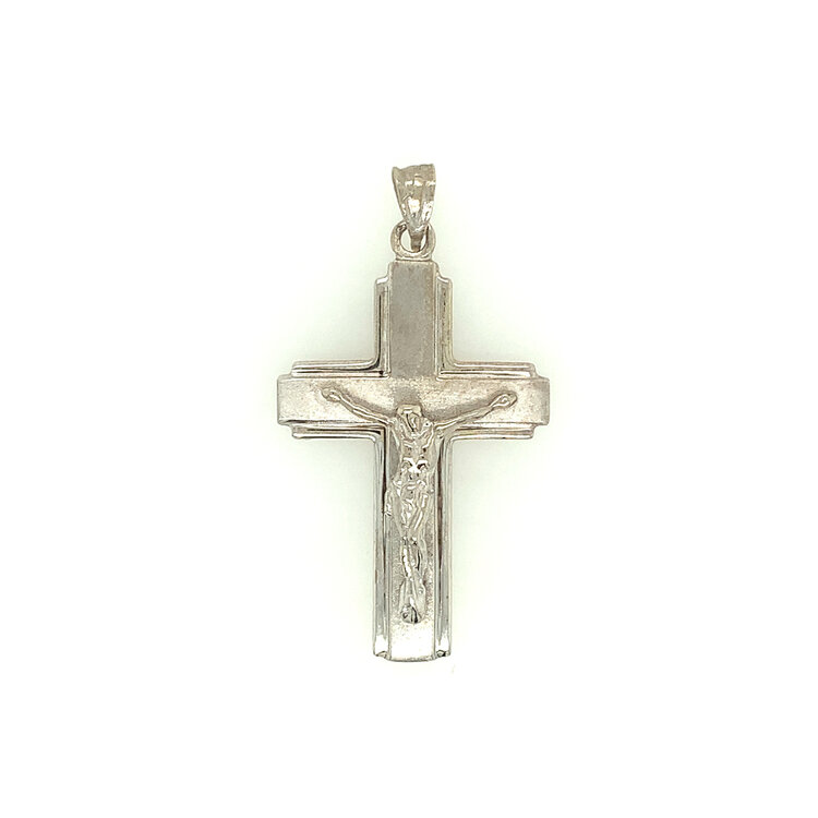 77763 14K WHITE GOLD  1.5" SQUARE EDGE CRUCIFIX
