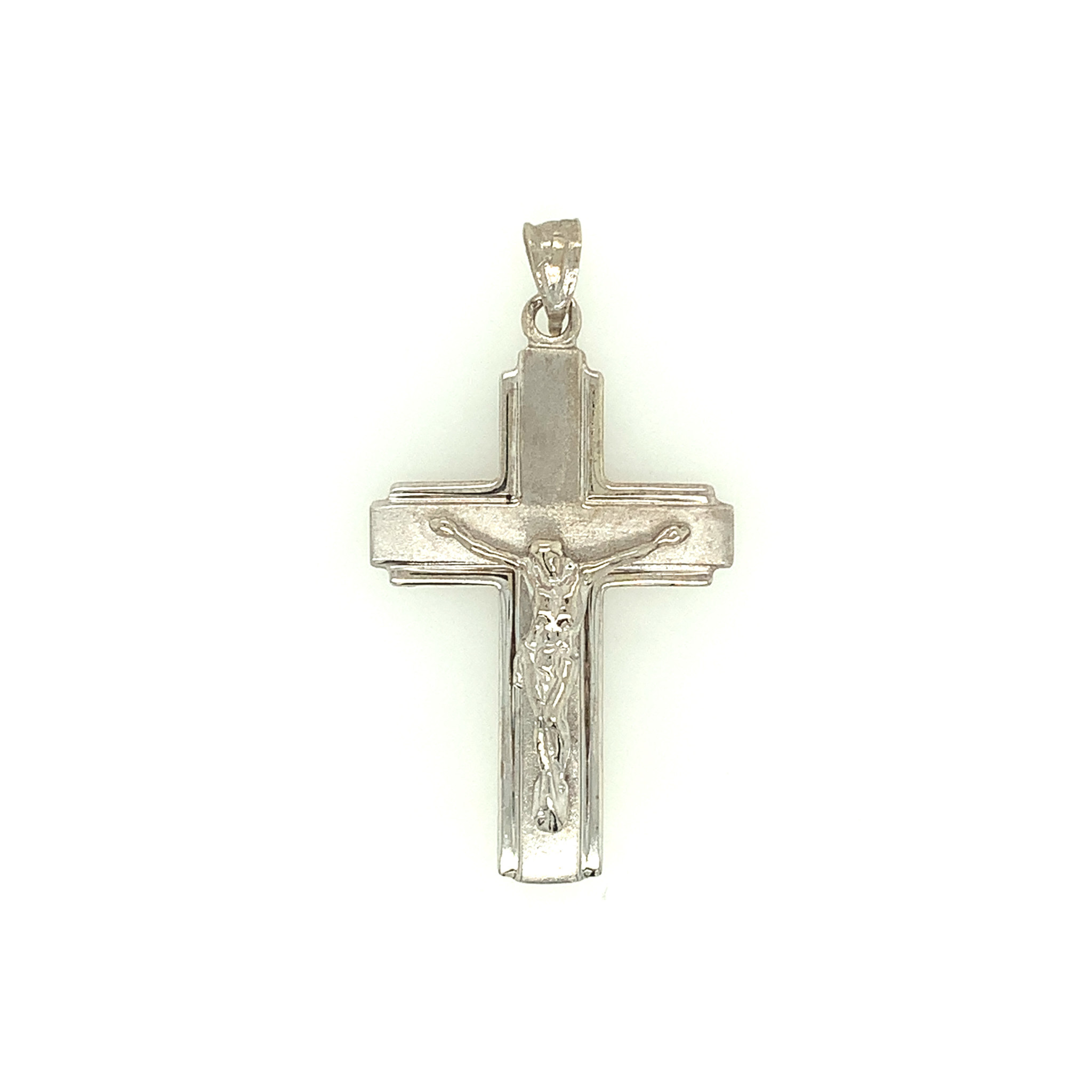 77763 14K WHITE GOLD 1.5" SQUARE EDGE CRUCIFIX