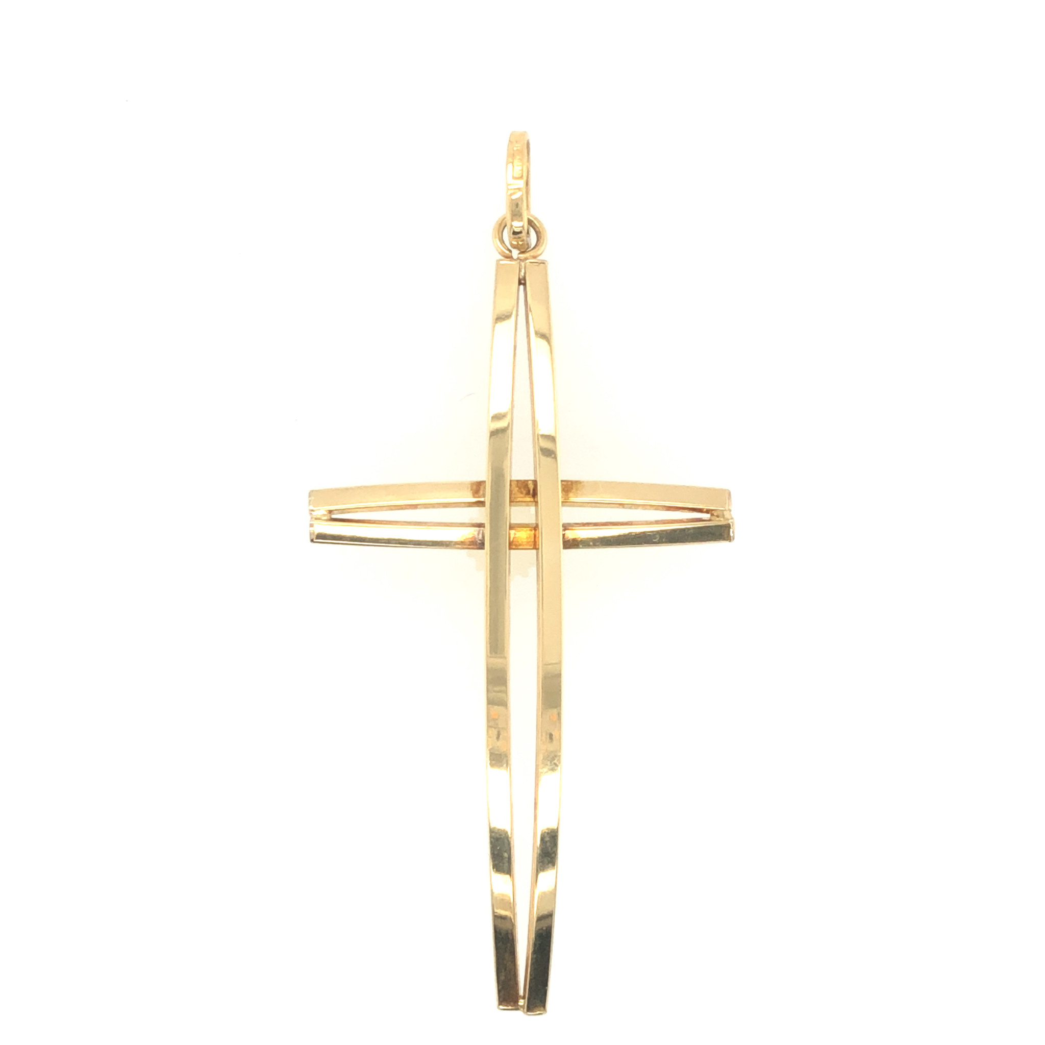 77732 18K YELLOW GOLD OPEN DOUBLE BAR CROSS