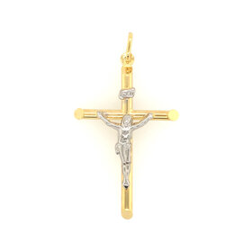 77760 14K TWO TONE 2.25" TRADITIONAL CRUCIFIX