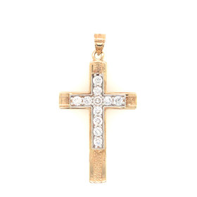 77751 14K YELLOW GOLD 2.19TCW DIAMOND SQUARE SHAPED CROSS 2.3''