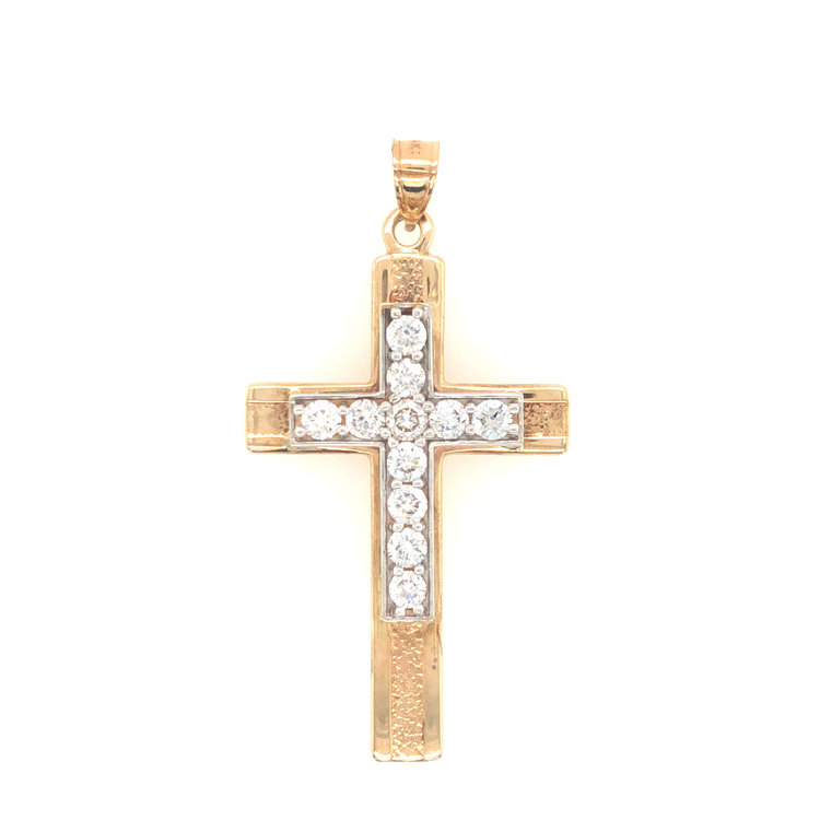 77751 14K YELLOW GOLD 2.19TCW DIAMOND SQUARE SHAPED CROSS 2.3''