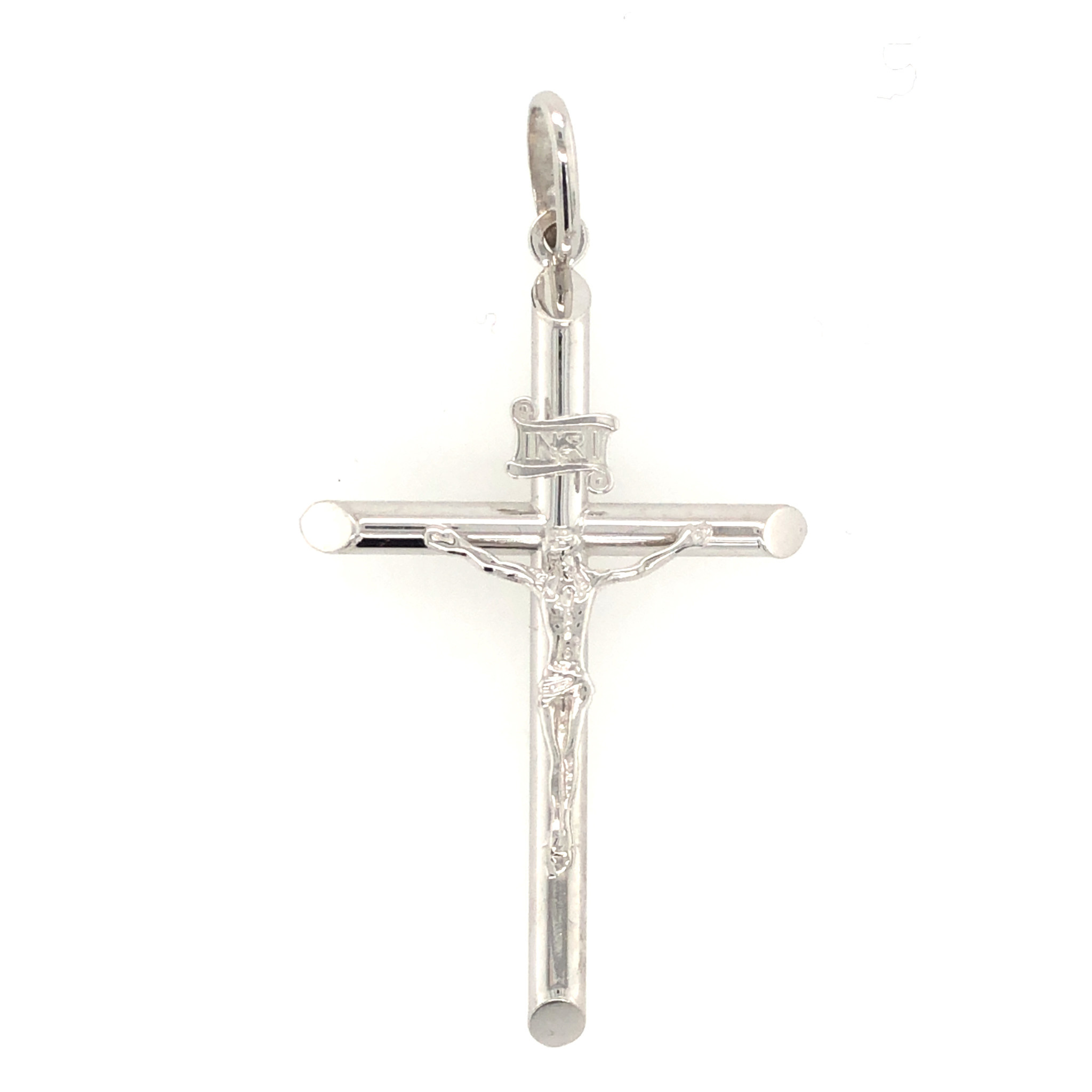 77036 14K WHITE GOLD LARGE TRADITIONAL PLAIN CRUCIFIX 2’’