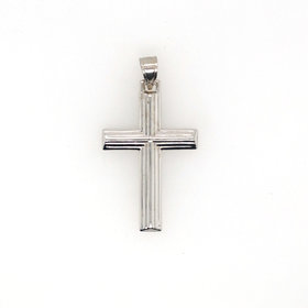 77035 14K WHITE GOLD STEP FLAT CROSS 1.75’’