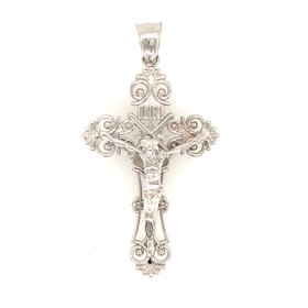 77028 14K WHITE GOLD 2'' FILIGREE INRI CRUCIFIX