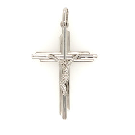 77242 14K WHITE GOLD HIGH POLISH AND MATTE FINISH CRUCIFIX 2’’