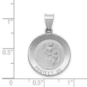 77612 14K WHITE GOLD OUR GUARDIAN ANGEL ROUND MEDAL