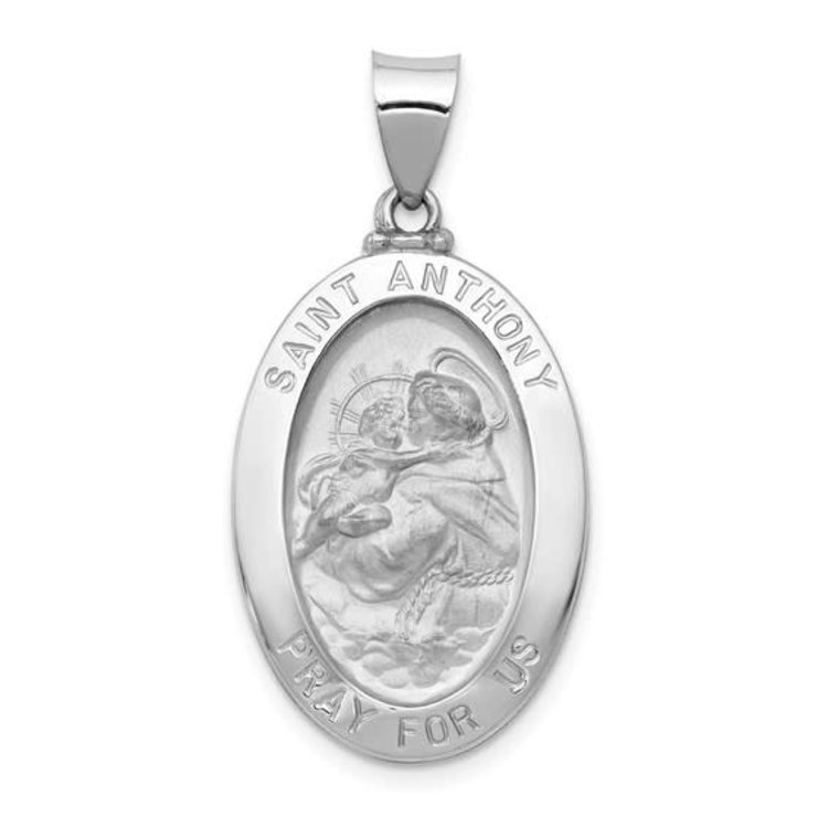 77813 14K WHITE GOLD  ST ANTHONY OVAL MEDAL