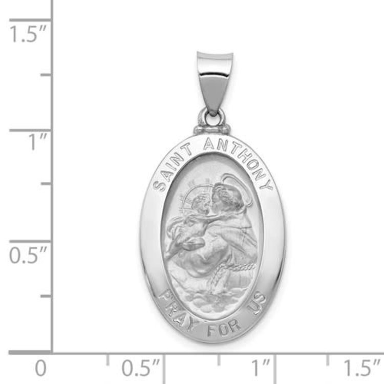 77813 14K WHITE GOLD  ST ANTHONY OVAL MEDAL