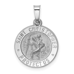 77814 14K WHITE GOLD SAINT CHRISTOPHER MEDAL