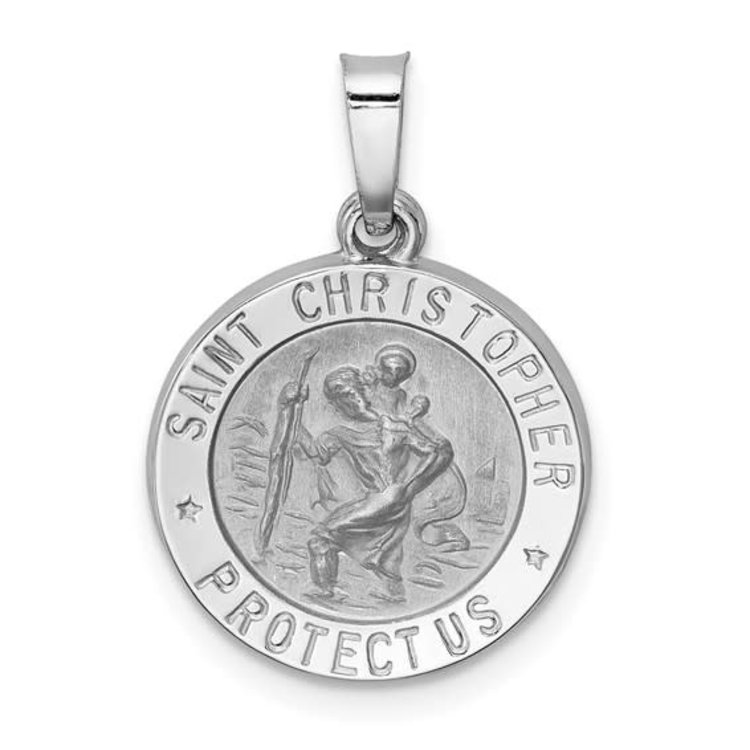 77814 14K WHITE GOLD SAINT CHRISTOPHER MEDAL