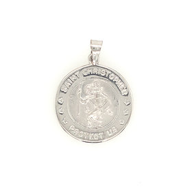 77827 14K WHITE GOLD SAINT CHRISTOPHER DIME SIZE MEDAL