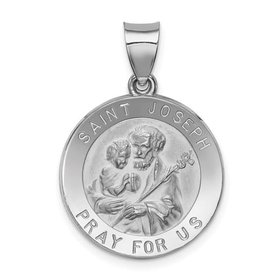 77628 14K WHITE GOLD POLISHED SAINT JOSEPH MEDAL