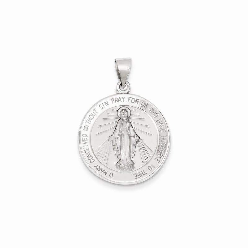 77004 14K WHITE GOLD MIRACULOUS MEDAL 18MM