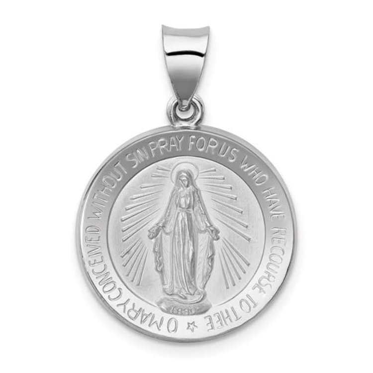 77074 14K WHITE GOLD MIRACULOUS MEDAL 18.5MM