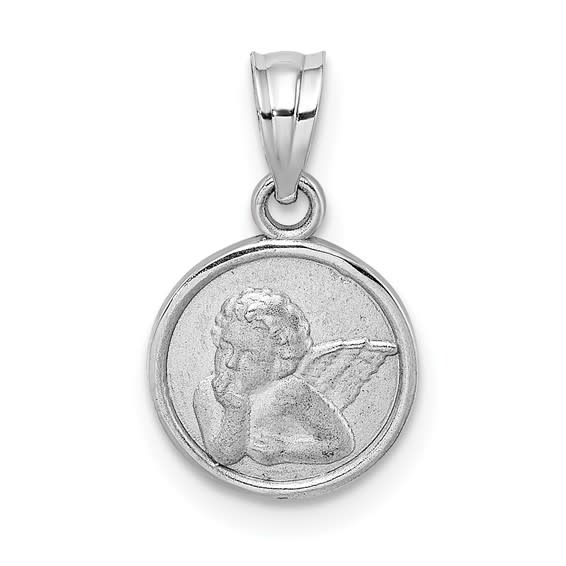 77053 14K WHITE GOLD SMALL SATIN FINISH CHERUB ANGEL CHARM