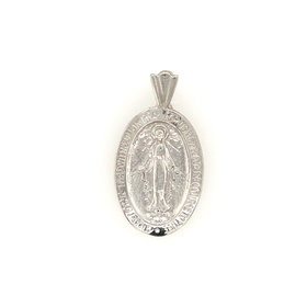 77076 14K WHITE GOLD OVAL SHAPE MIRACULOUS MEDAL 1’’