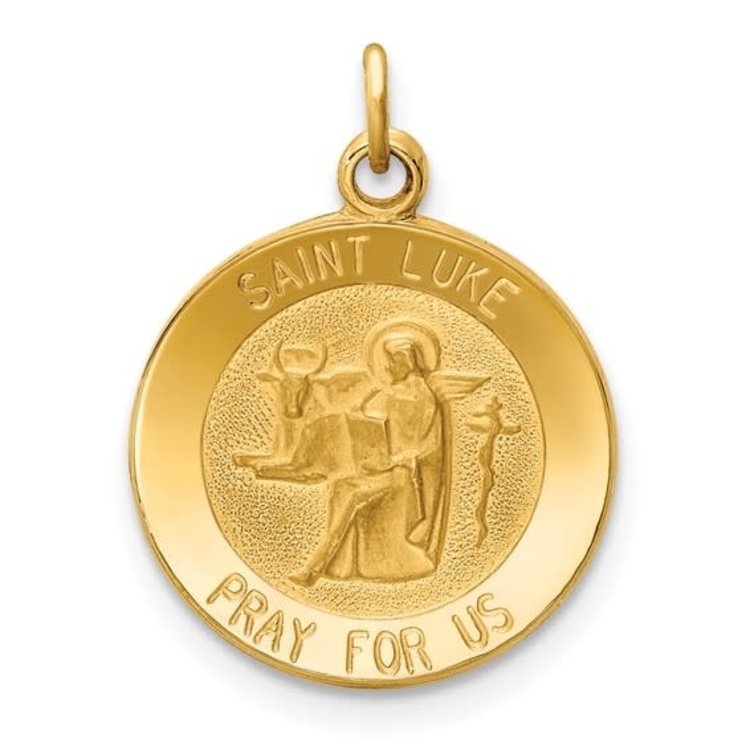 77631 14K YELLOW GOLD SAINT LUKE  SOLID MEDAL