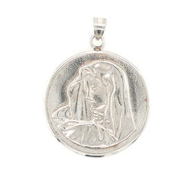 77785 14K WHITE GOLD 1" MADONNA SOLID CHARM