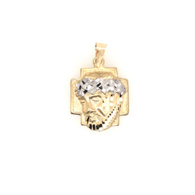 77027 14K YELLOW GOLD DIAMOND CUT SMALL CHRIST HEAD CHARM