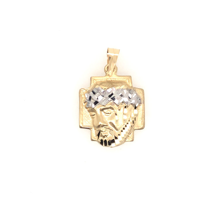 77027 14K YELLOW GOLD DIAMOND CUT SMALL CHRIST HEAD CHARM