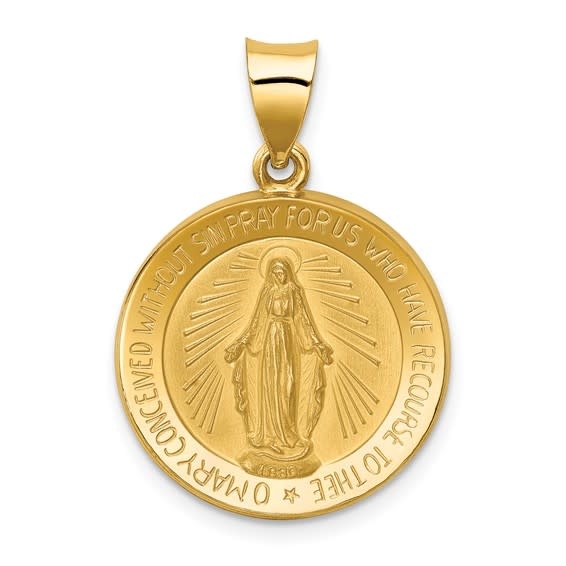77697 14K YELLOW GOLD LARGE MIRACULOUS MEDAL
