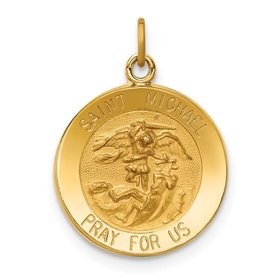 77059 14K YELLOW GOLD SOLID DIME SIZE SAINT MICHAEL MEDAL