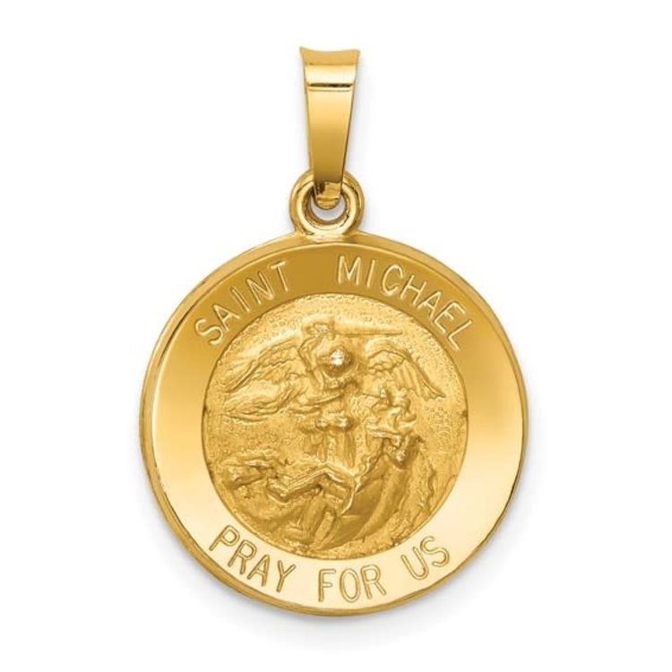 77064 14K YELLOW GOLD HOLLOW SAINT MICHAEL MEDAL