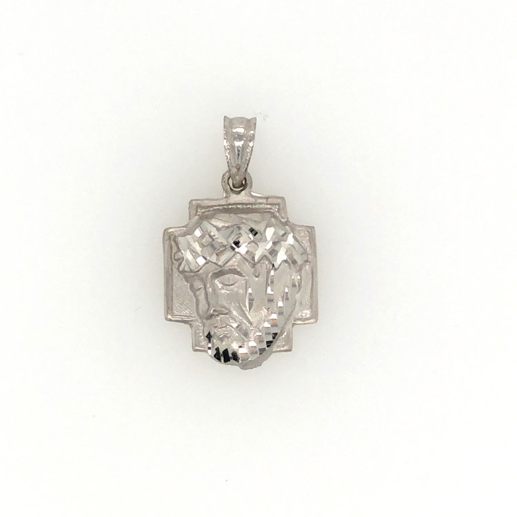 77524 14K WHITE GOLD CHRIST HEAD CHARM 15MM
