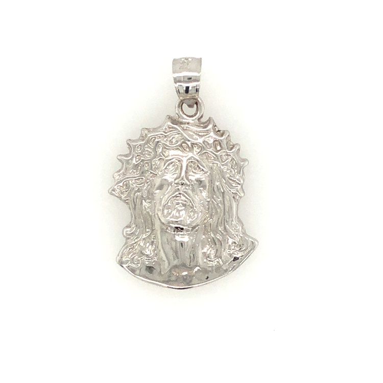 77174 14K WHITE GOLD  CHRIST HEAD CHARM 1’’