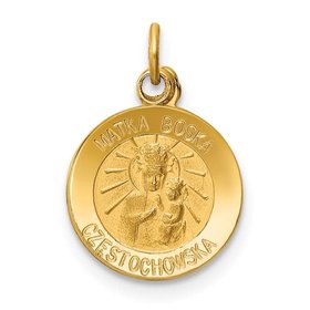 77058 14K YELLOW GOLD SMALL MATKA BOSKA CZESTOCHOWSKA REVERSIBLE MEDAL 11.5MM
