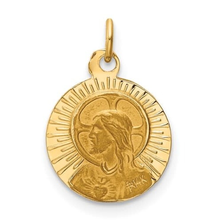 77058 14K YELLOW GOLD SMALL MATKA BOSKA CZESTOCHOWSKA REVERSIBLE MEDAL 11.5MM